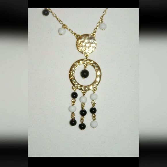 TALBOTS DELICATE BEAD CIRCLE TASSEL NECKLACE NWT - Picture 2 of 2